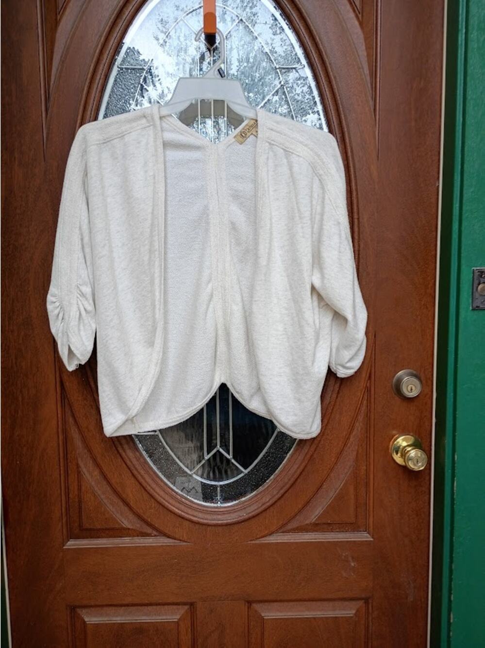 Democracy Cream Shrug Sweater Crop Open Front Size M